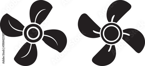 Vector Fan Blade Silhouette Set – Propeller Icon Design .