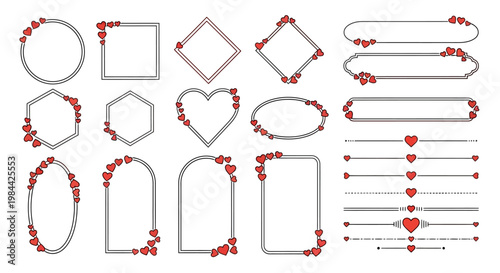 Collection of Decorative Heart-Shaped Frames and Borders for Valentine's Day, Weddings, and Special Occasions
