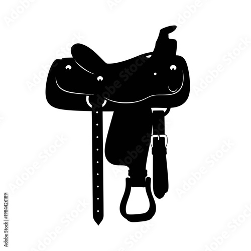 Western Horse Saddle Silhouette Vector Illustration