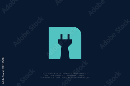 N Letter Electrical Plug Logo