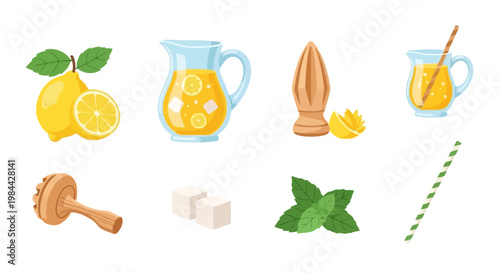 Lemonade Ingredients and Refreshing Summer Drink Elements