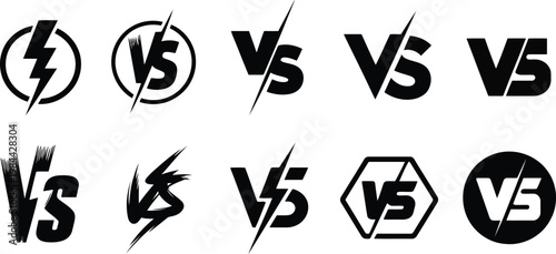 Versus logos collection diverse designs for competition and confrontation