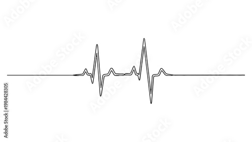 Medical heartbeat rhythm electrocardiogram wave. Continuous line style. Hand drawn. Line art. Vector design. illustration