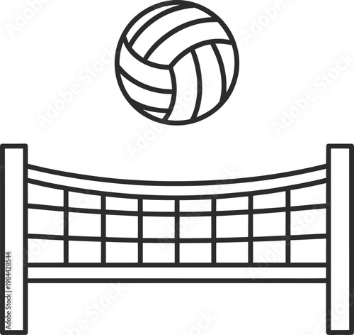 Volleyball net and ball above illustration with game day volleyball recreation