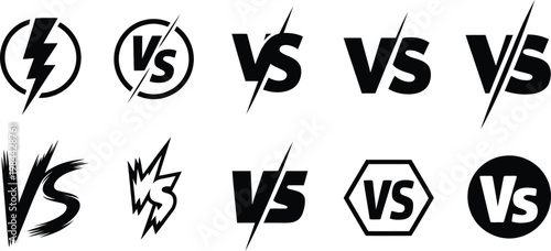 Versus logos collection dynamic and varied 'vs' designs in black and white