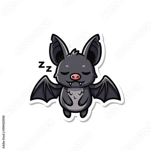 Cute cartoon bat sleeping peacefully alone.