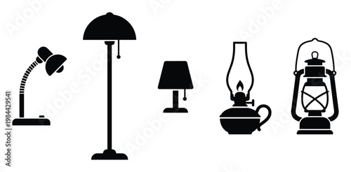 A comprehensive collection of lights featuring desk, floor, and table lamps along with oil lamps and traditional lanterns for various illumination projects and home decor needs.