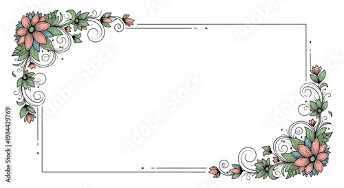 Floral decorative border with pink flowers.