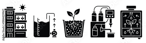 Sustainable smart farming methods for modern plant cultivation, including vertical farming, hydroponics, and aeroponics, suitable for agriculture technology presentations and ecofriendly