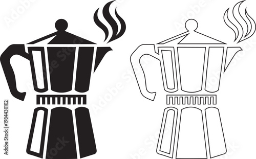 Moka pot stovetop coffee maker icon