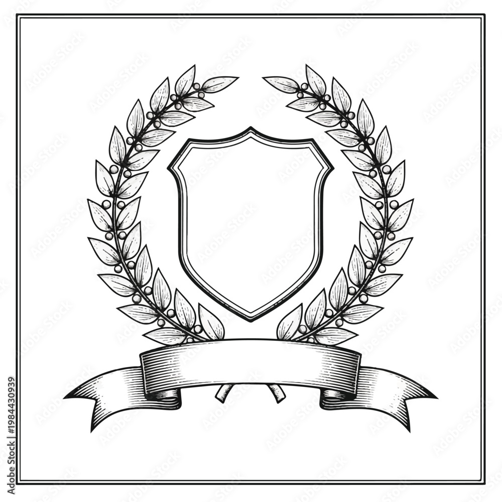 Obraz premium Shield with Laurel Wreath Emblem 1.