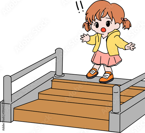 계단 조심 어린 아이 소녀 