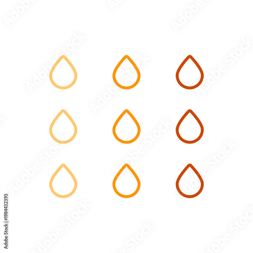 Yellow urine drop samples colour chart for urinalysis testing. Medical vector illustration for bladder infection, cystitis, kidney disease analysis. Rapid pH, ketone research and ovulation detection.