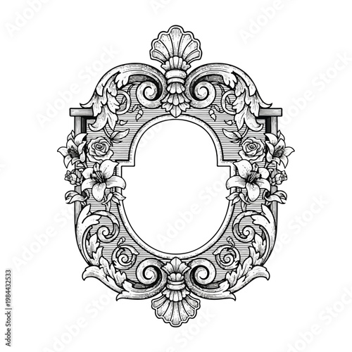Intricate ornate frame with floral designs.