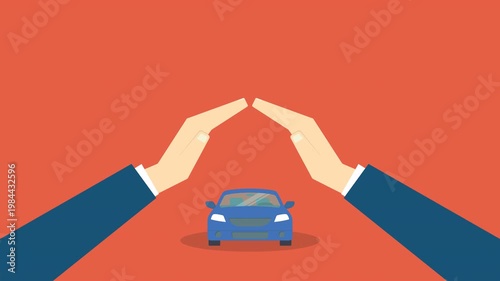 Car Insurance Protection Animation Hands Covering Vehicle Safety Auto Coverage Security Concept