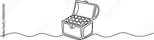 Sketch of an open lunchbox with food resting on a wavy surface