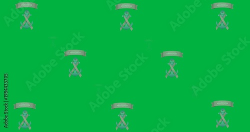 Multiple breast cancer awareness text banners with ribbon over anchor icons against black background