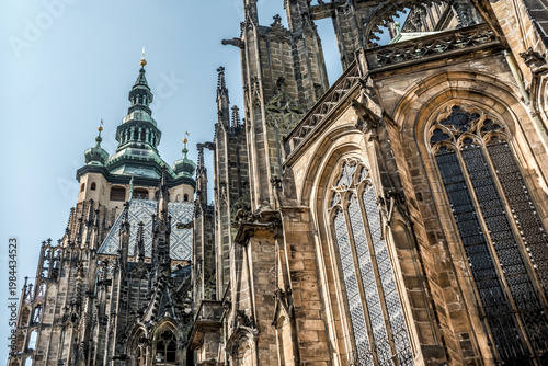 Prague Saint Vitus Cathedral gothic architecture against sky. Czech Republic