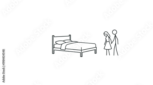 Sad Couple Near a Bed