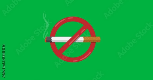 Digital animation of stop sign over cigarette icon against black background