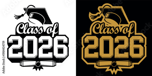 Lettering Senior Class of 2026 for greeting, invitation card. Text for graduation design, congratulation event, T-shirt, party, high school or college graduate. 