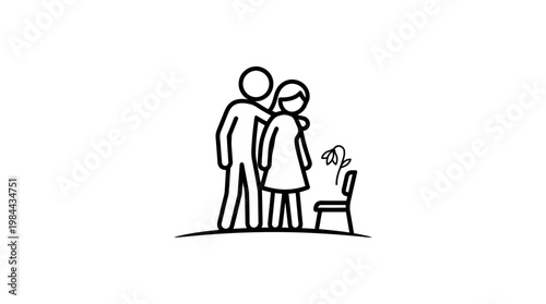 Couple Comforting Each Other by Memorial Chair