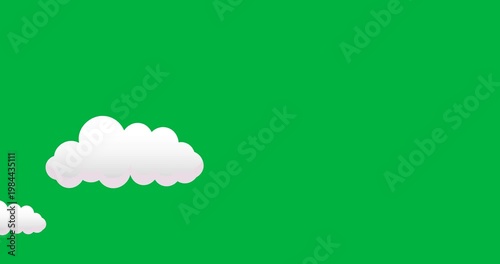 Digital animation of multiple cloud icons moving against black background