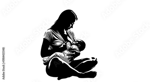 Mother breastfeeding newborn baby care.