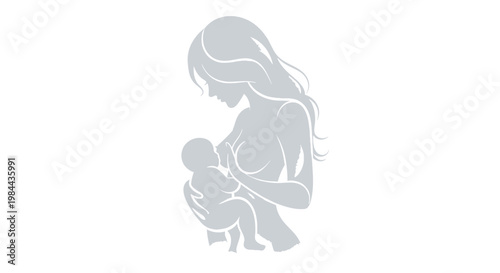 Mother holding newborn baby close.