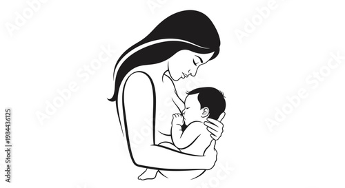 Mother Holding Newborn Baby Close.