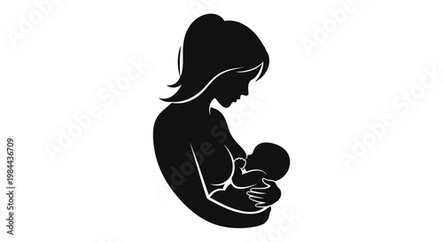 Mother holding newborn baby close.