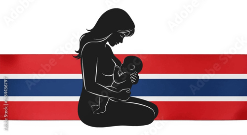 Mother nursing a baby sitting down.