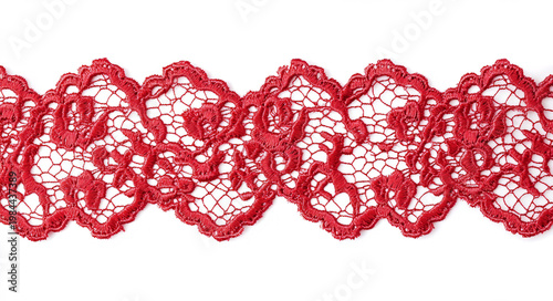 red lace ribbon isolated on a transparent background