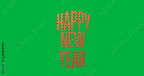 Digital animation of orange happy new year text banner against black background