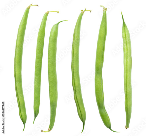 Fresh green beans isolated on white background, healthy vegetable food
