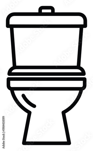 Simple black outline toilet icon representing bathroom facilities for application interfaces, website navigation, or public restroom signage needs