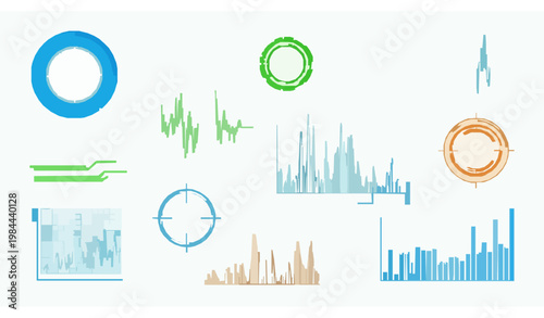 Sci fi HUD elements collection with holographic interface shapes and digital scanning graphics vector illustration
