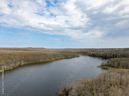 Demirkoy Wetland River Flowing Through Dry Reeds in Turkiye