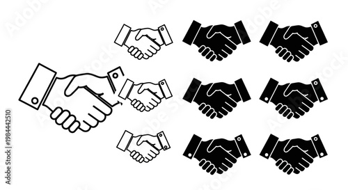 Handshake icon representing a business deal, partnership, agreement, trust, and collaboration among people in a professional setting