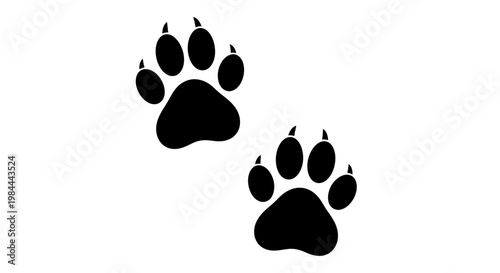 Black paw prints on a white background, representing animal tracks or a wildlife theme