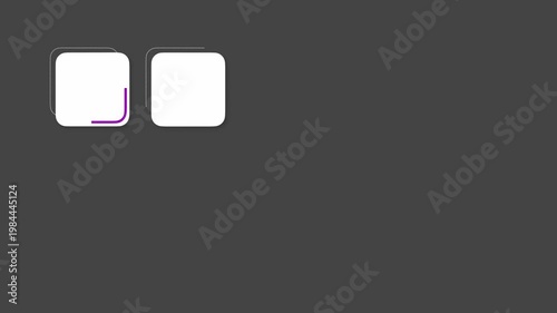 animated video of business infographics white  rectangle shape with multi color label on dark grey background 15 steps  for workflow, presentation, 4k animation