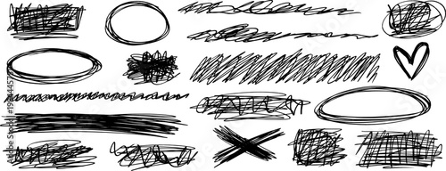 A messy pen sketch with scratch marks, squiggle flows into doodle, line and circle build an illustration full of texture and quiet chaos.