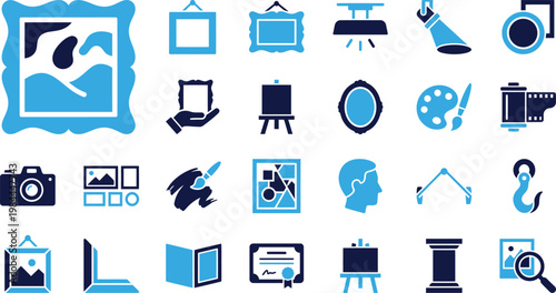 Set of modern business and technology icons for presentations and web applications.