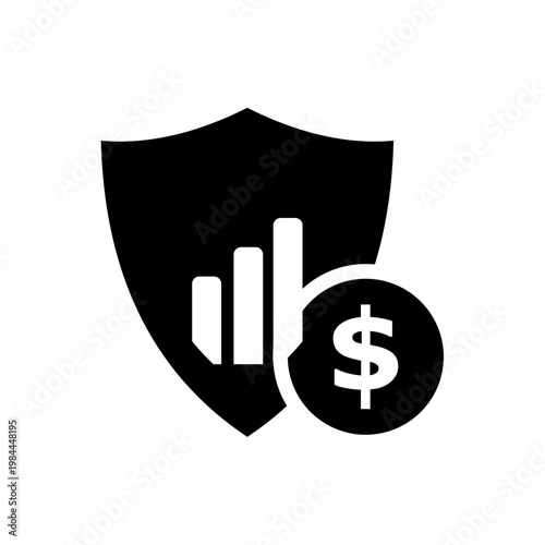 Financial growth shield icon with bar chart and dollar symbol