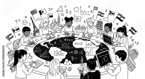 People sitting around a table working.