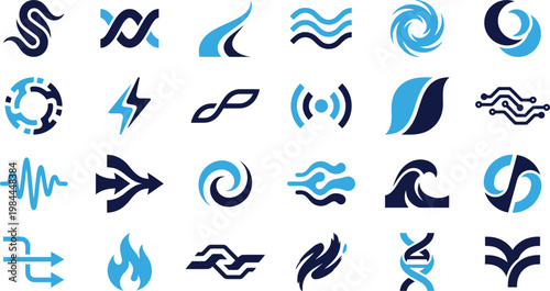 Collection of abstract human head profiles and brain symbols for psychology.