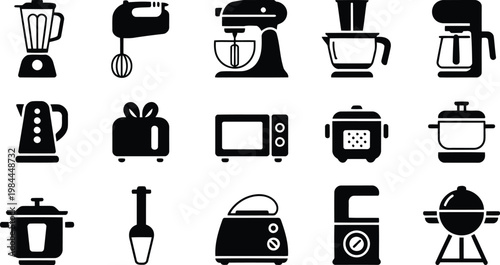 Kitchen appliance icons a collection of modern cooking and food preparation tools
