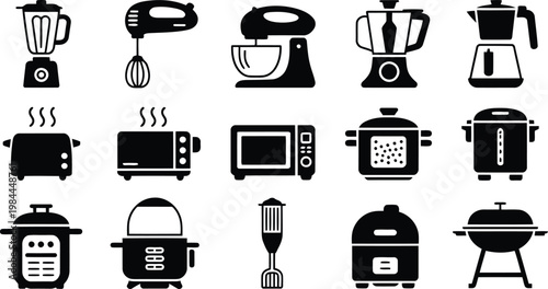 Kitchen appliance icons a comprehensive collection for culinary tools