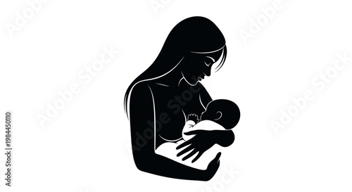 Mother Nursing Newborn Baby Closeup.