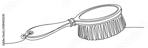 Elegant hairbrush continuous line drawing for minimalist personal care branding, beauty salon marketing materials, or stylish fashion accessory promotions